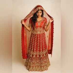 Luxury  Bridal Pakistani/ Indian Lehenga w Dupatta